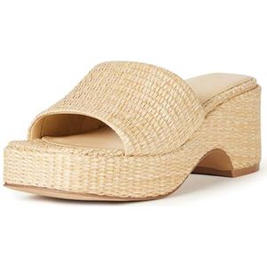 The Drop Pantolette für Damen, Bertina Plateau, Raffiabast Natur, 41 EU