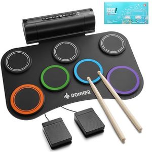Donner Schlagzeug Elektronisch 7 Pads, 40 Schlagzeug-Lektionen, Kinder Instrumentenspielzeug als Weihnachts- und Geburtstagsgeschenk (DED-20R) NEU aufgerüstet