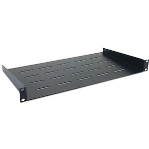 WAYTEX 37465 Schrankregal, 19 Zoll, 1U, Tiefe 250 mm, Befestigung vorne, Feste Montage – Schwarz