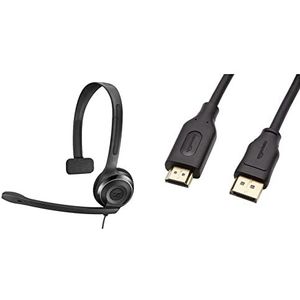 Sennheiser EPOS I PC 7 USB - Leichtes Einseitiges On-Ear Headset PC – Passives Mikrofon mit Rauschunterdrückung & Amazon Basics DisplayPort auf HDMI Kabel mit vergoldeten Steckern 1,8 m