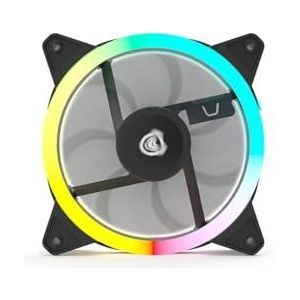 Nfortec Draco V2 ARGB Ventilator, 120 mm, ultra-leise, 20 dB, 4-polig, hoher Luftstrom, Schwarz