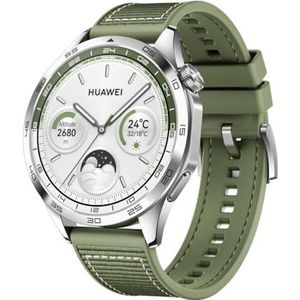 Huawei Watch GT 4 46mm, GPS, iOS & Android,Stainless Steel Case, Smartwatch, Bis zu 2 Wochen Akkulaufzeit, Kalorienmanagement, Professionelles Gesundheitsmanagement, SpO2, Grün Fluorelastomer Strap