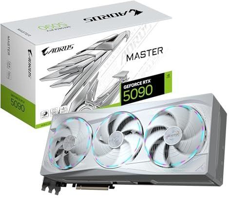 Gigabyte AORUS GeForce RTX 5090 Master Ice 32G Grafikkarte - 32 GB GDDR7, 512 Bit, PCI-E 5.0, 2655MHz Kernfrequenz, 3 x DP 2.1a, 1 x HDMI 2.1b, NVIDIA DLSS 4, GV-N5090AORUSM ICE-32GD