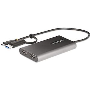 StarTech.com USB-C Dual HDMI Adapter - USB-C/USB HDMI Adapter für 2 4K 60Hz Monitore - 100W PD Pass-Through - USB C auf HDMI - USB-C zu HDMI Multi-Monitor Adapter/Videokonverter (109B-USBC-HDMI)