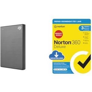 Seagate One Touch 2TB tragbare Externe Festplatte + Norton 360 Deluxe 2024, Antivirensoftware für 3 Geräte