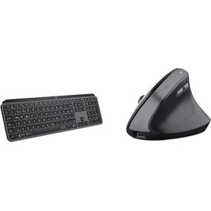 Logitech MX Keys S & Trust Yuno Wiederaufladbare Vertikale Maus, Kabellose