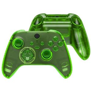 eXtremeRate Case & Buttons für Xbox Core Controller, DIY-Ersatz Front Hülle/Backplate/Tasten/Joysticks Set, Custom Full Gehäuse Skin Cover Zubehör für Xbox Series X/S Controller-Transparent Grün