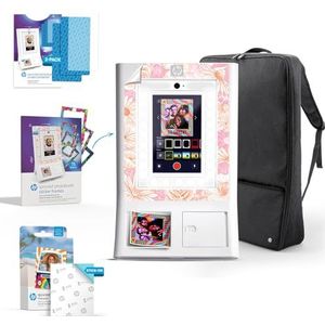 HP Sprocket Fotobox-Maschine Sofort-Farb-Fotodrucker (Weiß) Geschenk-Paket + Zink-Papier (100 Blätter) + Gepolsterte Tragetasche + Premium-Bildschirmschutzfolie (x2) + Dekorative Stickerrahmen (x15)