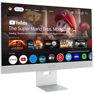ASUS ZenScreen Smart MS27UC - 27Zoll 4K UHD Monitor - GoogleTV, 5-Watt Speaker, Miracast und Chromecast, DisplayHDR 400 - IPS Panel, 16:9, 3840x2160, HDMI, USB-C mit 90W PD, ergonomisch, Fernbedienung