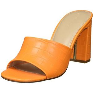 The Drop Women's Pattie High Block Heeled Mule Sandal, Carrot Orange, 11