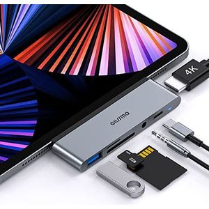 GIISSMO iPad Pro Adapter, USB C Hub with HDMI 4K 60Hz, USB-C PD, USB-A, SD/TF Card Reader, 3.5 mm Audio Jack, Accessories Compatible with iPad Pro 2022-2018, iPad Air 5/4, iPad Mini 6