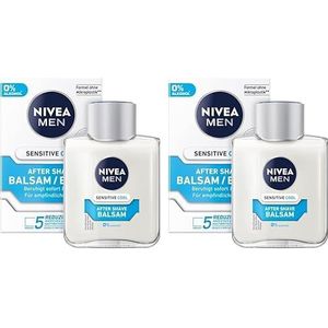NIVEA MEN Sensitive Cool After Shave Balsam (100 ml), beruhigendes After Shave, Hautpflege nach der Rasur mit Kamille und Vitamin E (Packung mit 2)