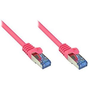 Good Connections Cat.6A Ethernet LAN Patchkabel mit Rastnasenschutz RNS, S/FTP, PiMF, halogenfrei, 500MHz, OFC, 10-Gigabit-fähig (10/100/1000/10000-Base-T Ethernet Netzwerke) - z.B. für Patchpanel, Switch, Router, Modem - magenta, 0,25m