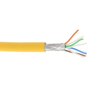 InLine 76899Y Patchkabel, S/FTP (PiMf), Cat.6A, 500MHz, halogenfrei, Kupfer, gelb, 100m