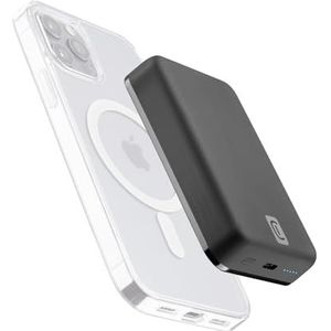 Cellularline | Wireless Powerbank MAG 10000 | Tragbares Ladegerät kompatibel mit Mag Safe-System - Kapazität 10000mAh - Kabelloses Laden 7.5W - Für iPhone 12 und höher - Schwarz