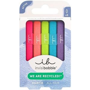 invisibobble HAIR TIE Neon Glow (5 Stück) – Haargummi Set aus recyceltem Material – Neonfarben für Mädchen & Damen – Kleines Haarband als Haarschmuck für Sport & Alltag – Stylisch & haltbar