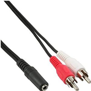 InLine 89940D Cinch/Klinke Kabel, 2x Cinch Stecker an 3,5mm Klinke Buchse, 3m