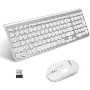 LeadsaiL KF29 Kabellose Tastatur und Maus-Set, kabellose USB-Maus und kompakte Computertastaturen, QWERTY-UK-Layout für HP/Lenovo Laptop und Mac-Silber