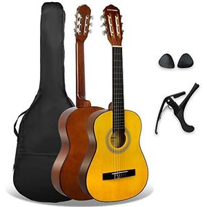 3rd Avenue XF 1/2 Flamencogitarren-Starterset in Junior-Größe für Kinder, Konzertgitarre mit Nylonsaiten, mit Gigbag, Kapodaster und Plektren – in Natur