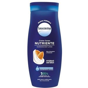 Leocrema Pflegende Körpercreme für trockene und dehydrierte Haut, mit Mandelöl und Panthenol, feuchtigkeitsspendende Körpercreme für 72 Stunden, 250 ml