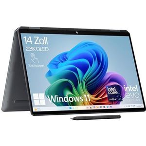 HP OmniBook Ultra Flip Next Gen AI Laptop | Intel Core Ultra 7 256V mit dedizierte NPU für KI | 47 NPU TOPS | Copilot+ | 14"" 2,8K OLED Touchscreen | 16 GB | 1TB SSD | Win11 | QWERTZ | Eclipse Gray