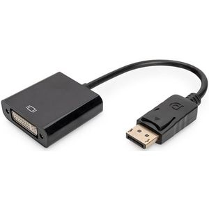 DIGITUS DisplayPort Grafik Adapter, DP zu DVI-I (24+5), Full HD Dual-Link, 1920 x 1080 Pixel, Schwarz