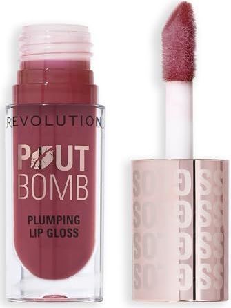 Revolution Beauty, Pout Bomb Plumping Lipgloss, Hochglanz für Volle Lippen mit Hyaluronsäure & Peptiden, Vegan & Ohne Tierversuche, Wild Mauve Rosa