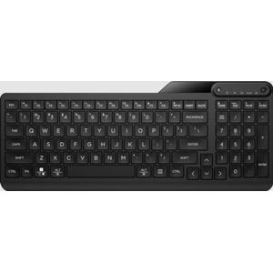 HP 475 - Tastatur - Dual-Mode, Multi-Device, kompakt, 2-Zonen-Layout, geringer Tastenhub, 12 programmierbare Tasten - kabellos - 2.4 GHz, Bluetooth 5.3 - Deutsch - Jet Black