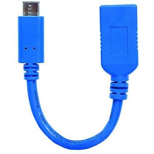 Manhattan 353540 USB-C 3.1 Kabel (G1) Typ C-Stecker auf Typ A-Buchse 15 cm blau