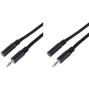 PremiumCord Verlängerung Klinkenkabel 3,5mm, Länge 3m, Klinke 3,5mm, Stecker auf Buchse, Aux Headset Audio Verlängerungskabel, geschirmt, Farbe schwarz (Packung mit 2)