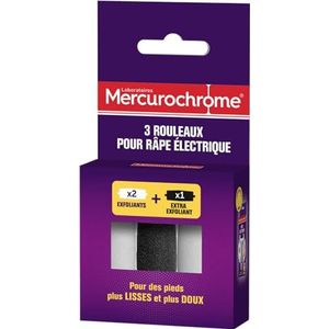 MERCUROCHROME - Rollen für elektrische Hornhautentfernung – 3 Einheiten – 2 Peelingrollen – 1 extra Peeling-Rolle – entfernt abgestorbene Haut, Horn und Hornhaut – Pflege der Füße