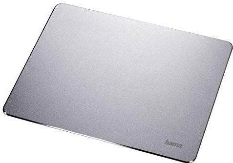Hama Metall Mousepad (aus Aluminium, Elegante Alu Mausunterlage für Laser-/optische Maus, rutschfest, hart, dünn, abwischbar, 22 x 0,3 x 18 cm)