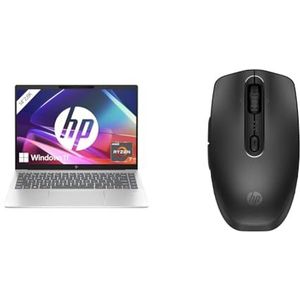 HP Pavilion Plus Laptop, 14"" 3K OLED Display, 120 Hz, AMD Ryzen 7 7840U, 16 GB LPDDR5x RAM, 1 TB SSD, AMD Radeon 780M, Windows 11, QWERTZ, Silber 690 Wiederaufladbare Wireless-Maus, Schwarz