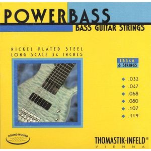 Thomastik 682826 Saiten für E-Bass Power Bass Magnecore Round Wound Hexcore, Satz EB346 6-string roundwound long scale 34 Zoll