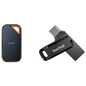 SanDisk Extreme PRO Portable SSD 1 TB Mobiler Speicher, Schwarz & 128GB Ultra Dual Drive Go USB Type-C Flash Drive with Reversible USB Type-C and USB Type-A connectors