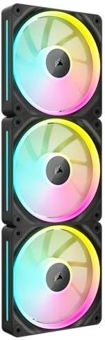 CORSAIR iCUE LINK LX120 RGB 120mm PWM-Lüfter Dreierpack – Dual Light Loops – Inklusive iCUE LINK System Hub – CORSAIR AirGuide Technologie – Schwarz