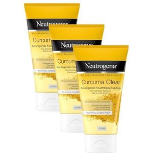 Neutrogena Curcuma Clear Gesichtscreme, Beruhigende Feuchtigkeitscreme, ölfrei, für unreine sensible Haut, 75ml (Packung mit 3)