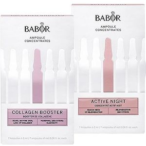 BABOR Day & Night Anti-Aging Routine, Collagen Booster, Anti-Aging Serum Ampullen für das Gesicht, 7 x 2 ml + Active Night, Aufbauende Serum Ampullen für das Gesicht, Vegane Formel, 7 x 2 ml