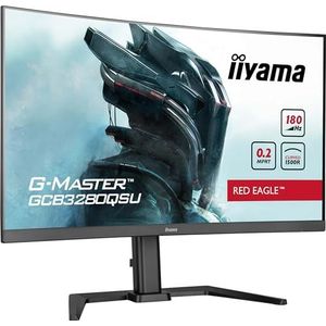 iiyama G-Master Red Eagle GCB3280QSU-B2 Curved 1500R 80cm 31,5“ VA LED Gaming Monitor WQHD HDMI DP USB3.2 0.2ms 180Hz HDR Adaptive Sync Höhenverstellung schwarz