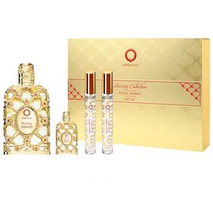 Royal Amber by Orientica for Women – 4 Stück Geschenkset 2,7 oz EDP Spray, 7,5 ml EDP Spray, 2 x 10 ml EDP Spray