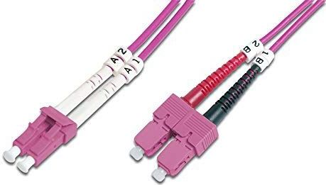 DIGITUS DK-2532-05-4 – Glasfaserkabel OM4 – 5 m – LC zu SC – Duplex LWL Kabel – 1/10/40/100 Gbit/s – MM Multimode Glasfaser LAN Kabel – Fasertyp: 50/125 µ – Violett (Violet)