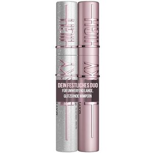 Mascara Set Maybelline New York Lash Sensational Space Diamond, silber glitzernde Topcoat, schimmerndes Augen-Make-Up, 8ml + Maybelline New York Lash Sensational Sky High Mascara, Very Black, 7,2 ml