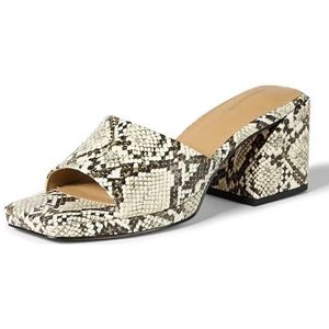 Amazon Essentials Damen Platform Mule Sandals, Graues Schlangenlederimitat, 37.5 EU