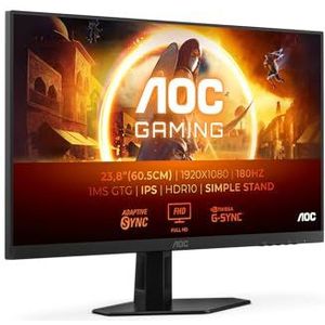 AOC Gaming 24G4XED - 24 Zoll Full HD Monitor, 180 Hz, 1 ms, FreeSync Prem., G-Sync comp., HDR10 (1920x1080, 2X HDMI 2.0, 1x DisplayPort 1.4) schwarz/grau
