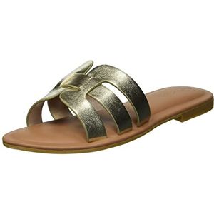 The Drop Damen Monika Flat H-band Slide Sandal, Gold, Gr. 39.5 EU