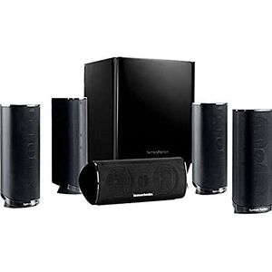 Harman/Kardon HKTS 16 5.1-Kanal Lautsprechersystem (Surroundsound mit Heimkinoklang, Inkl. 4 Dual Mitteltöner Satellitenlautsprechern, 1 Center-Lautsprecher, 200-Watt Subwoofer) schwarz