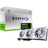 MSI GeForce RTX 5080 16G Ventus 3X OC White — 16GB GDDR7 (30Gbps/256-bit), PCIe 5, Boost: 2640 MHz, HDMI 2.1b, DisplayPort 2.1b