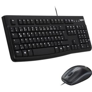 Logitech MK120 Kabelgebundenes Set mit Tastatur und Maus für Windows, Kabelgebundene optische Maus, Tastatur in Standardgröße, USB Plug & Play, PC, Laptop, Deutsches QWERTZ-Layout - Schwarz