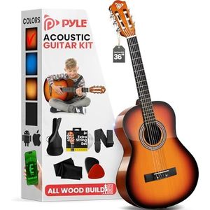 Pyle Akustikgitarre für Anfänger, 3/4 Junior-Größe Instrument für Kinder, Erwachsene, 91,4 cm Sun Burst