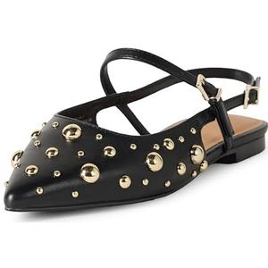 The Drop Tammie Pointed Toe Flat Bikerstiefel, Schwarz mit Nieten, 39 EU